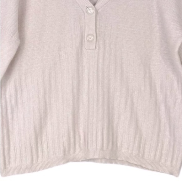Duffy Pink 100% Cashmere Sweater Size Medium V Neck Long Sleeve Button Detail - Picture 10 of 13
